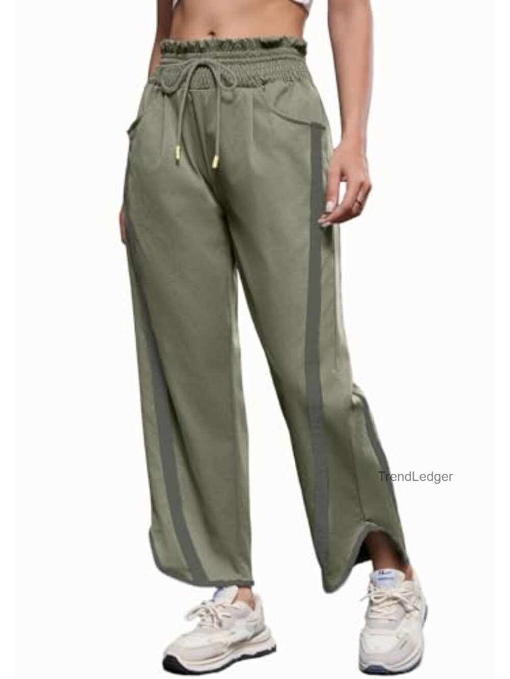 Women's Lightweight Track Pants Drawstring Barrel Leg with Pockets 100%